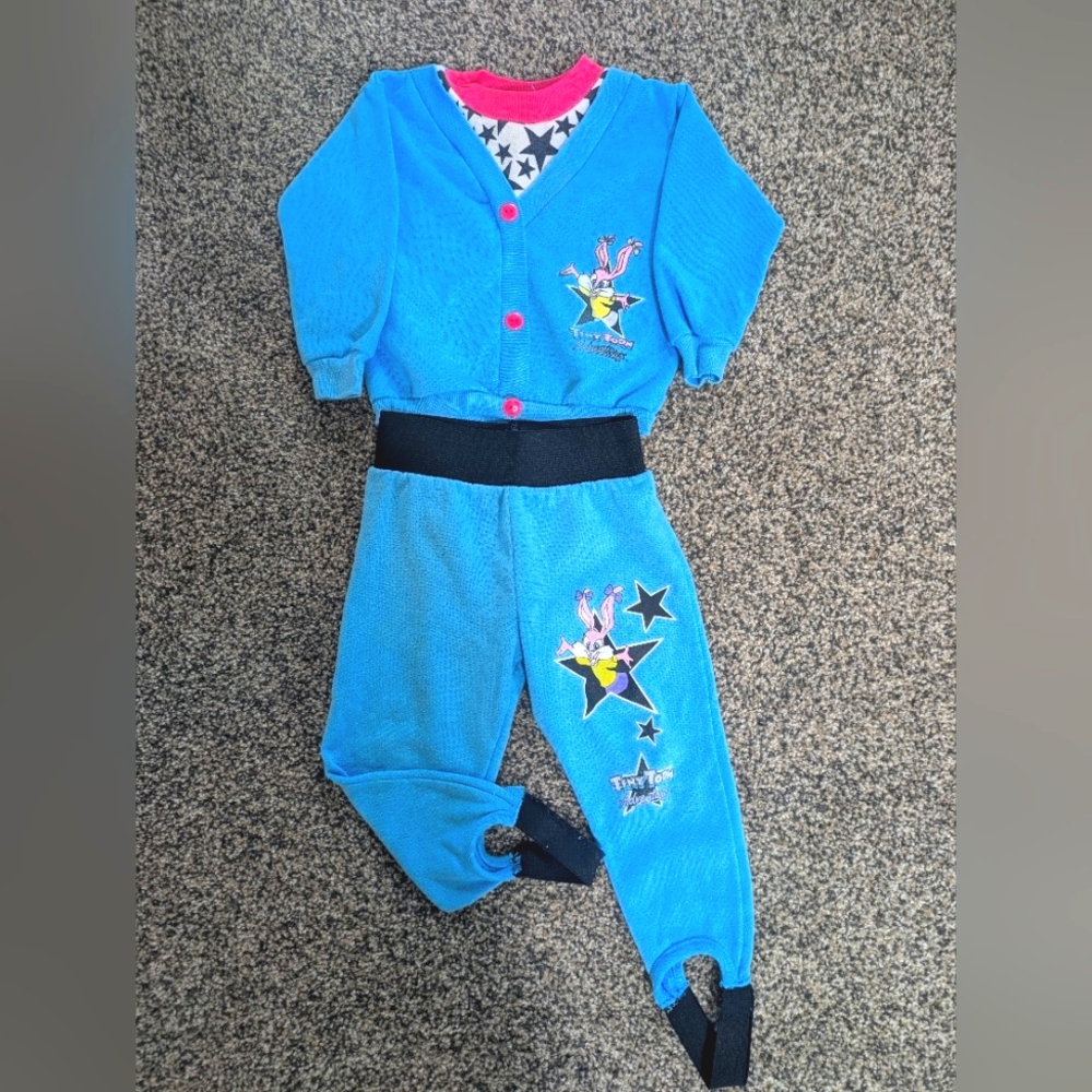 Vintage‎ 90s Tiny Toon Adventures Babs Bunny Sweatshirt Stirrup Pants Set 1990
